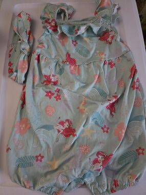 Disney Little Mermaid Romper One-Piece with Headband